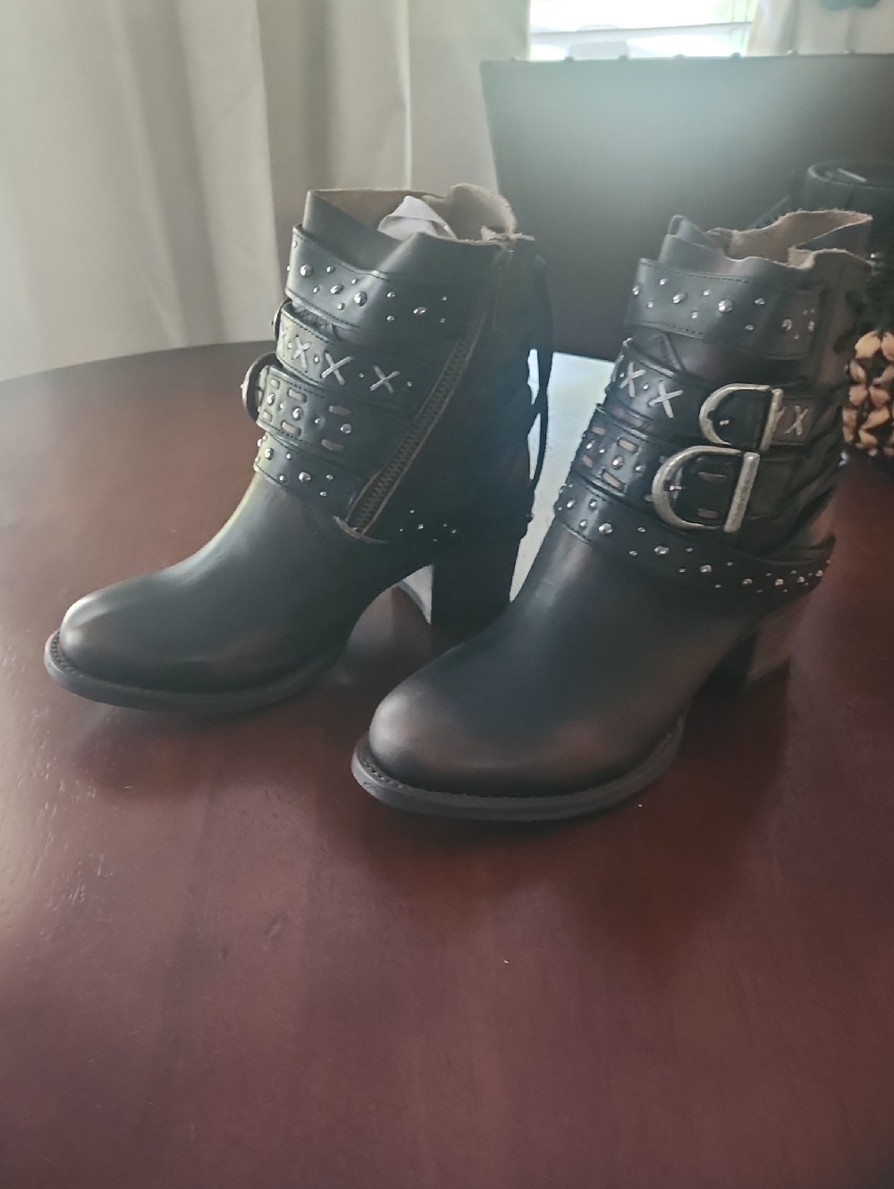 Freebird by Steven Black Studded Buckle Ankle Boots